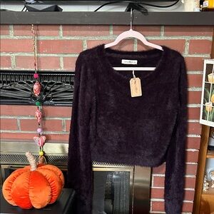 NATURAL LIFE Purple Fuzzy Sweater